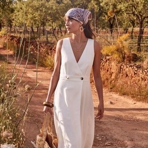 Sézane Sleeveless Midi Linen Dress NWT